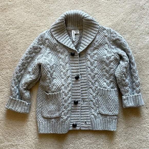 Janie and Jack Cable Shawl Collar Knit Cardigan Gray Heather Size 18-24 months - Picture 1 of 7